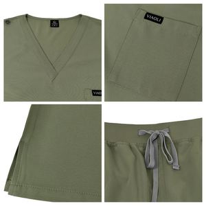 Uniformes Médicos Unisex de Poliéster y Spandex con Cuello en V y Logotipo Personalizado, Uniformes de Hospital, Trajes de Enfermería - Product Image 2