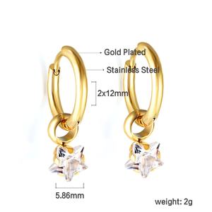<b>Fashion</b> Woman Jewelry <b>Earring</b> Circle Starlike White Diamond <b>Studs</b> Hoop Stainless 18k Gold Plated <b>Earring</b> - Product Image 2