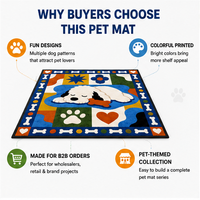 Tapis pour animaux de compagnie lavable à imprimé animal chien de dessin animé, tapis en peluche touffeté avec dos antidérapant en caoutchouc, décoration intérieure, vente en gros, approvisionnement en vrac