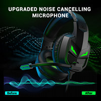 EKSA E7000 Headset Gaming Desain IP, Headset Desain Lampu LED USB dengan Lampu Kristal Super Suara dan Lampu LED untuk Bar Internet