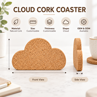 Sous-verre en liège naturel en forme de nuage, absorbant, résistant à la chaleur, pour table basse et cuisine