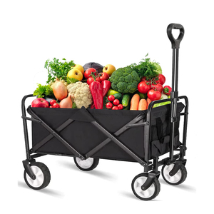 AITOPGO-Carro de playa plegable para uso al aire libre, carro de <span class=keywords><strong>4</strong></span> ruedas para uso general, carro de playa plegable portátil, color negro - Product Image 2