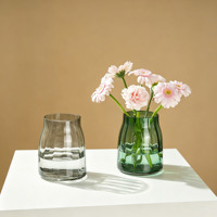 Vase en verre nordique minimaliste avec base en bois, pot de fleurs hydroponique créatif, décoration de table pour salon, ornement d'aquarium
