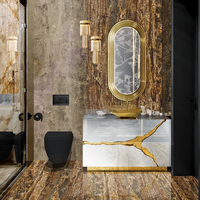 Salle de bain moderne de luxe - Argent avec cadre en acier inoxydable doré, nouveau design portugais, double vasque Bocadolobo Lapiaz