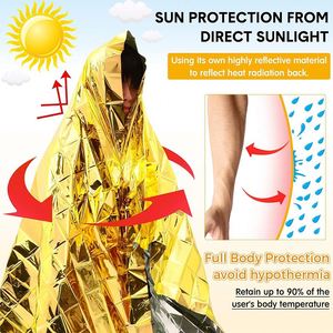 Manta Térmica de Doble Cara Dorada y Plateada de 130x210cm, Portátil, Resistente al Viento y al Agua, para Emergencias, Primeros Auxilios y Supervivencia en Todas las Estaciones - Product Image 3