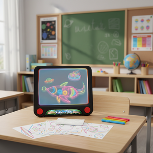 Tableau de <span class=keywords><strong>dessin</strong></span> magique lumineux KSF pour enfants, modèle avec lumière LED, en plastique ABS, <span class=keywords><strong>tablette</strong></span> de <span class=keywords><strong>dessin</strong></span> éducative avec marqueurs néon - Product Image 6