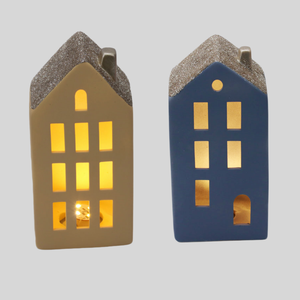 Noël nordique LED en céramique petite <span class=keywords><strong>maison</strong></span> ornement créatif bureau atmosphère lumière chambre d'enfants Style créatif numéro forme - Product Image 3