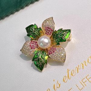 Bauhinia Flower Fancy Zircon Plated Gold Alloy Channel Set Corsage Pin Women's <b>Wedding</b> Engagement Party Gift <b>Accessories</b> - Product Image 3
