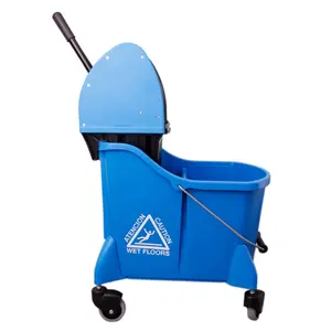 Heavy Duty Plastic Blue Mop Squeeze Wringer Bucket 32Liter 35QT With Divided Board