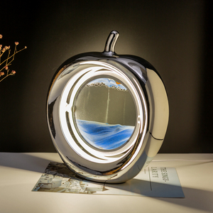 AC110V 220V Golden Apple Shape 360 Degree <strong>Rotatable</strong> <strong>LED</strong> <strong>Table</strong> <strong>Lamp</strong> Moving Sand Art Quicksand Customize Picture Round 3D Lampe