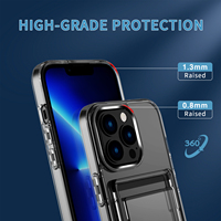 Uslion — coque de téléphone 2 en 1 avec porte-cartes de crédit, étui Transparent, résistant aux chocs, portefeuille de cartes, pour iPhone 13 Pro max