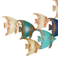 Décoration murale élégante en fer, style poisson, métal, artisanat suspendu avec finition Antique