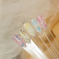 HS Gel à ongles épais 15ML en bouteille, Base coat caoutchouc Nébuleuse colorée sans HEMA, Manucure Soak-off UV LED, Gel de base à paillettes