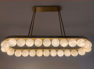 Diseño americano Sala de estar Tienda Decoración Candelabro de alabastro Personalizado Diseño creativo moderno Lámpara de mármol de cristal circular - Product Image 3