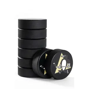 Palet de Hockey sur glace en caoutchouc noir, vente en gros d'usine, paquet de 100 pièces