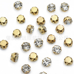 Piedras de imitación redondas de 7 mm con tres agujas tipo D, color oro, diamante blanco, para ropa, zapatos, accesorios de bricolaje. - Product Image 1
