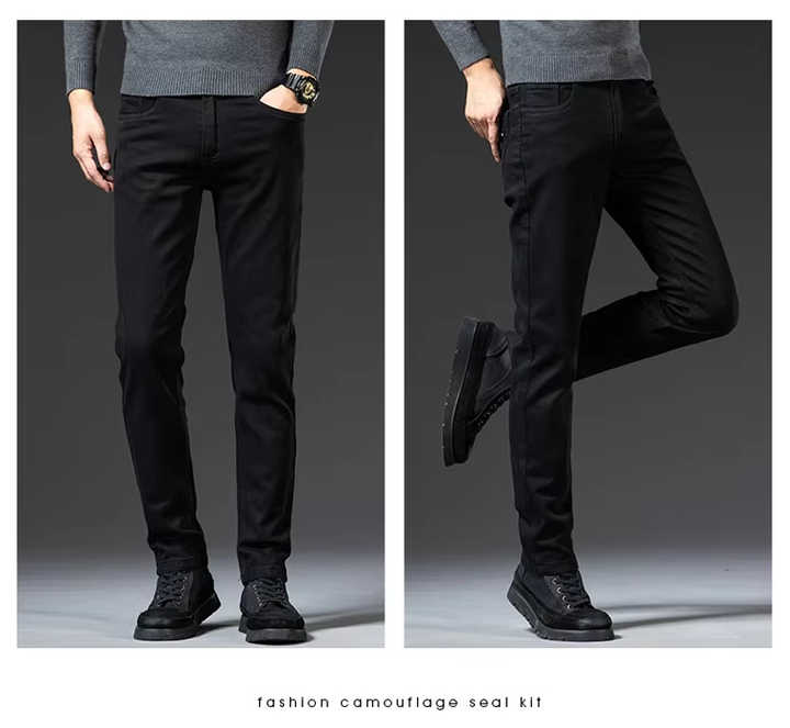 Saashi Classic  Men's High Waist Jeans Casual Denim Stretch Pants