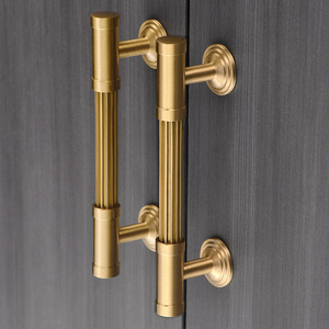 Brass Cabinet Handles Bar Shape Gold Black French Style Durable Modular Installation For Sliding Doors Drawers - Product Image 4