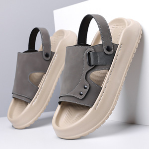 Men's Open Toe Casual Slides Pu Upper EVA Outsole Cushioned Summer <b>Sandals</b> - Product Image 4