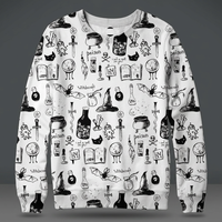 Sweat-shirts à capuche pour hommes, imprimés sur toute la surface, col rond, en polyester/coton, polaire, anti-boulochage, anti-plis, personnalisables