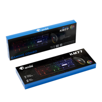 Ensemble clavier et souris de jeu USB LED KM77, filaire, avec cadre métallique, pour ordinateur de bureau, ordinateur portable, usage professionnel