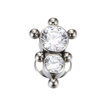 Fuxuan Bijoux de piercing corporel en titane ASTM F136, vente en gros, avec deux pierres de zircon cubique transparentes, pour lèvre, labret, tragus