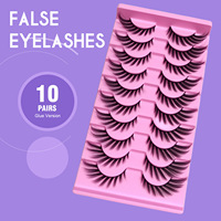 Faux cils pré-encollés ailés style manga, lot multi-paires, bande en coton noir, volume bouclé et moelleux, auto-adhésifs, vente en gros