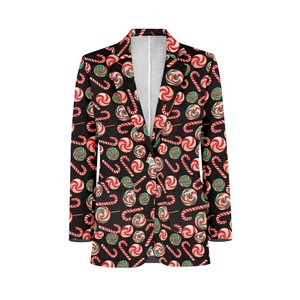 Feliz Navidad sublimación bastón <span class=keywords><strong>de</strong></span> caramelo impresión personalizada trajes <span class=keywords><strong>de</strong></span> <span class=keywords><strong>mujer</strong></span> Blazers traje <span class=keywords><strong>de</strong></span> negocios personalizado para <span class=keywords><strong>mujer</strong></span> - Product Image 1
