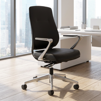 Chaise de bureau pivotante de direction en cuir PU avec support lombaire et hauteur réglable