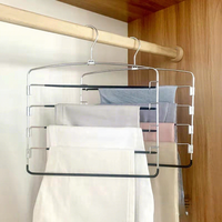 D6021 Multifunktionaler Fünfschichtiger Rechteckiger Kleiderschrank-Organizer Metall-Hosenständer Kunststoffbeschichteter Kleiderbügel