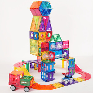 MNTL DIY ubin magnetik 3D blok magnetik 52pcs mobil balap melacak pendidikan ubin magnetik mainan bangunan untuk anak-anak - Product Image 1