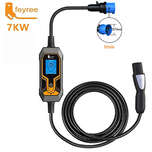Estación de Carga Portátil para Vehículos Eléctricos Feyree de 7kW NACS, 32A, Monofásica, Pantalla LCD de 2.8 Pulgadas, Cargador AC para Vehículos Eléctricos, Estación de Carga Rápida para Uso en Exteriores - Product Image 1