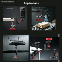 Support de bureau robuste en alliage d'aluminium à fixation rapide avec pince en C, 1/4 3/8 "-16, anti-torsion, pour caméra, moniteur, microphone, éclairage