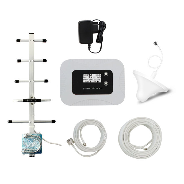 Band8 900MHz LTE Cell Phone Signal Booster with 70dB Gain 300-500sqm Coverage Yagi+Ceiling Antenna