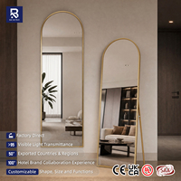 Espejo de cuerpo entero personalizado con marco dorado champán, de pie o para montar en la pared, IP44, para cocina, pasillo, hotel, proyectos.