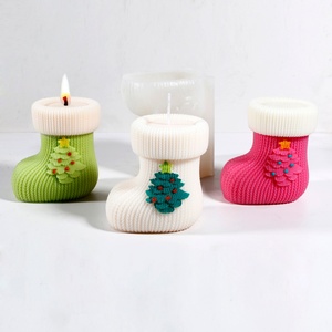 Moule en résine en forme de chaussette de Noël en gros, moule en silicone 3D DIY pour bougies parfumées et décoration intérieure - Product Image 1