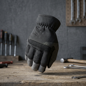 JNA GROUP Tactical Work <b>Gloves</b> Black PU Textured Fingertips Anti-Slip Abrasion Resistant Knit Wrist 7 oz <b>Silicone</b>-free - Product Image 5