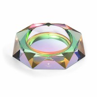 Cendrier de luxe en cristal K9 irisé à facettes ; Bol à cigares en verre octogonal dichroïque à coupe diamant pour la décoration d'hôtels, de maisons et de bureaux