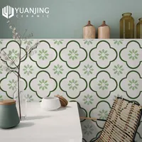 300x300mm mate esmaltado verde colorido porcelana azulejos flor mirada decoración del hogar antideslizante pequeño piso de cerámica ladrillos de pared