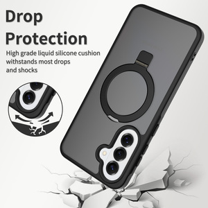 Étui de luxe magnétique pour téléphone portable avec support anneau et <span class=keywords><strong>coque</strong></span> arrière douce au toucher effet peau pour Samsung A37 avec coussin d'air intégré - Product Image 3