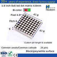 Matrice de points 47,8x47,8 mm, matrice LED bicolore 8x8, affichage 8x8, pixel 4,8 mm, pas de 6 mm, CC CA, 24 broches