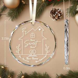 Adorno de Cristal Grabado con Láser Personalizado - Logotipo Redondo 3D de Amor para Regalos de Navidad, Boda y Compromiso - Product Image 1