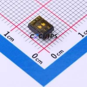 DSHP02TJGER DIP Switch SMD-4P,4.1x5.4mm Switch Flat Toggle, Groove Type Single Pole Single Throw 2 J-Lead - Product Image 1