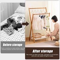 Porte-vêtements en bambou, petit porte-vêtements avec étagère de rangement, porte-vêtements suspendu, séchoir à vêtements, rangement pliable pour vêtements