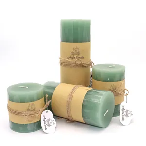 Europe unscented paraffin wax pillar candle wedding gift decorative