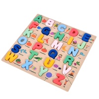 Juego de mesa de rompecabezas ABCD cognitivo con forma de número de madera para niños, niños y niñas, rompecabezas 3D de aprendizaje educativo temprano, juguete de cubo