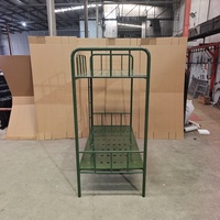 Lit superposé en fer forgé vert olive au design moderne, robuste et en acier