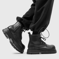 Bottes en PU pour hommes de qualité supérieure, antidérapantes, à lacets, avec fermeture éclair, pour le bureau