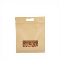 Sac en papier kraft avec fenêtre et logo personnalisé, écologique, réutilisable, pour l'emballage de noix et de snacks, impression numérique