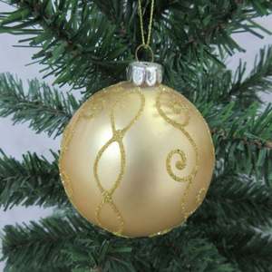 Adornos Navideños de Cristal Pintados a Mano en Oro Mate Champán de 8 cm para Colgar en el Árbol de Navidad - Product Image 3